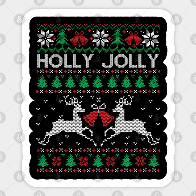 holly jolly Ugly chrismtas sweater Sticker by MZeeDesigns